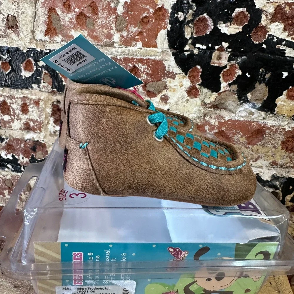 Baby Buckers Boys sz 3 Infant Brown Turquoise Western Cowboy Boots NEW